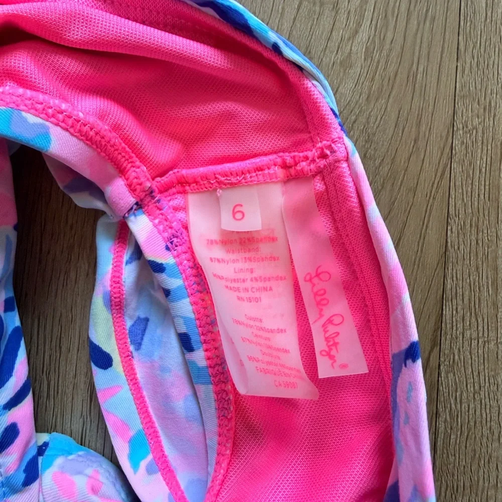 Lilly Pulitzer Pink Blue Floral Beachy Tankini Swimsuit 6 Adjustable Straps - Picture 4 of 7